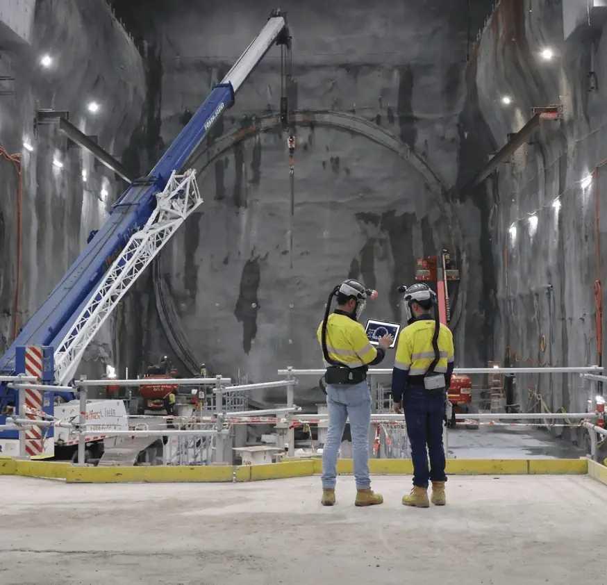 Crane inside the Western Harbour Tunnel construction site